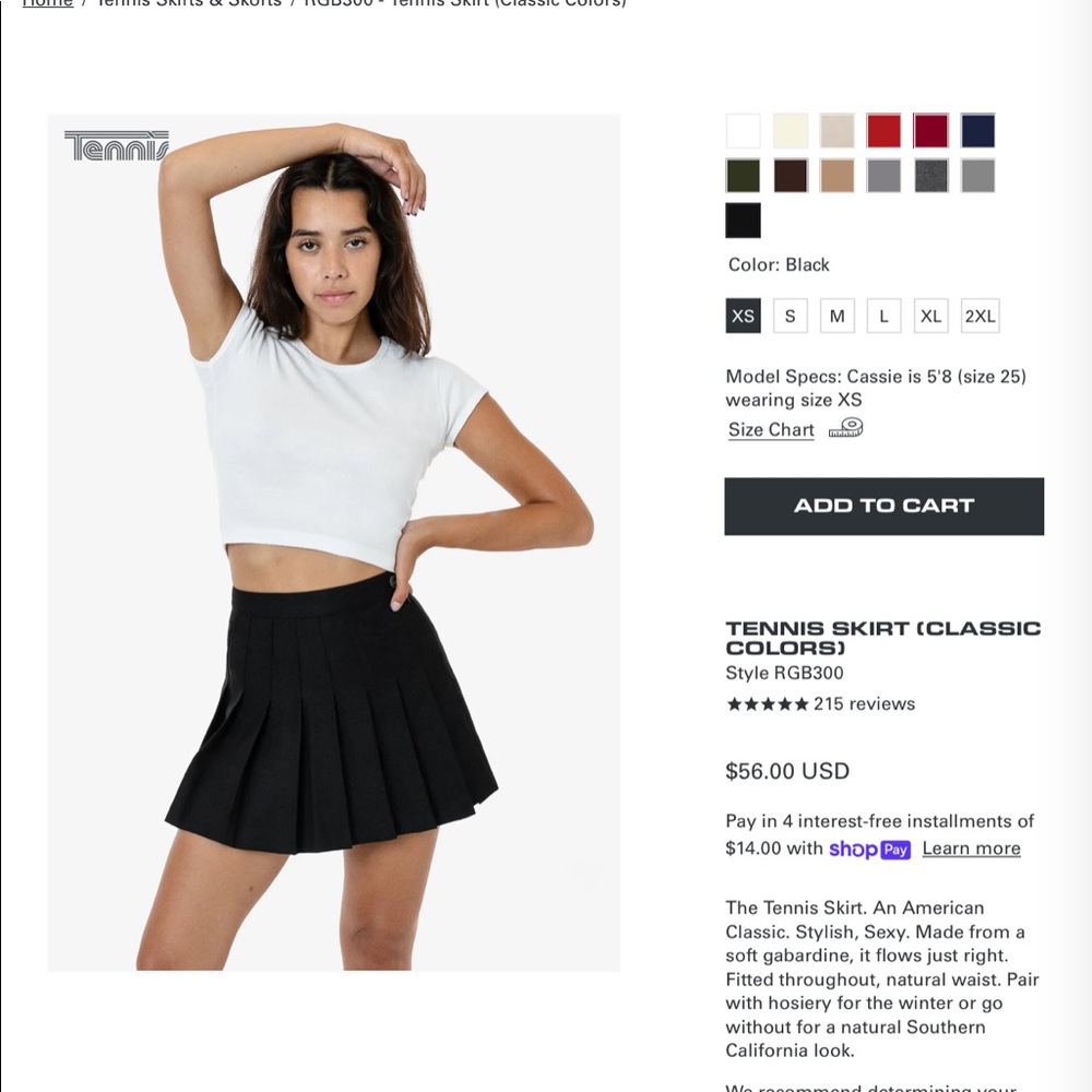 Los Angeles Apparel Tennis Skirt